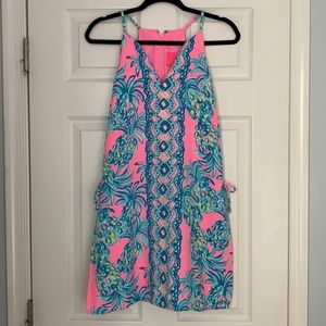Lilly Pulitzer shift romper, with side slits.